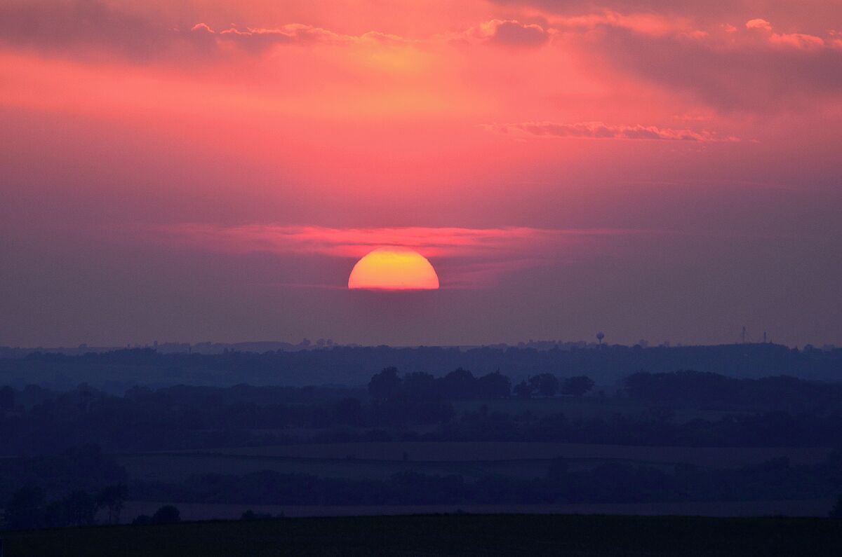 Taken from the highest point in Illinois this is a view just before sunset on a beautiful evening. This is a prime location for storm watching and lightning shots.