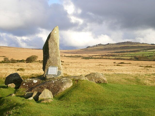 A new standing stone. The plaque on the base of this stone states that it is: "One of two brought down from the crest of Carnmenyn by an RAF Chinook helicopter on 6th April 1989. They were donated by the Lord of the Manor of Mynachlog-ddu to English Heritage, one to be displayed at Stonehenge, the other to be erected here to indicate their place of origin. In May and June 1989, the other one was carried from here to Stonehenge, with the cooperation of Preseli Pembrokeshire District Council, as part of the celebrations marking the Silver Jubilee of the Cystic Fibrosis Research Trust." I heard that there is a story about the other stone (ie the one heading for Stonehenge) somehow falling off the boat that was carrying it across the Bristol Channel, and having to be brought back to the surface before it could continue. The story appears to be true, as the BBC News website reported it here [1] at about the same time. (Thanks to 'ceridwen' for finding this link.)