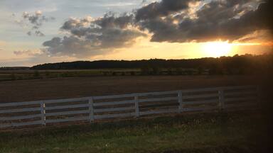 Sunset view from an open Jeep.