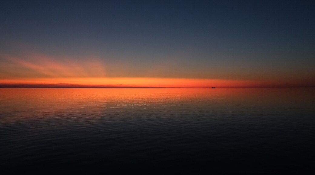 Scandinavian landscape: Sunset over the Baltic Sea, near the port of Kapellskär