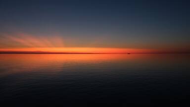 Scandinavian landscape: Sunset over the Baltic Sea, near the port of Kapellskär
