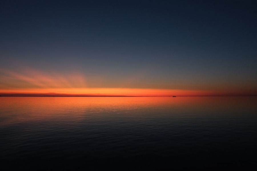 Scandinavian landscape: Sunset over the Baltic Sea, near the port of Kapellskär