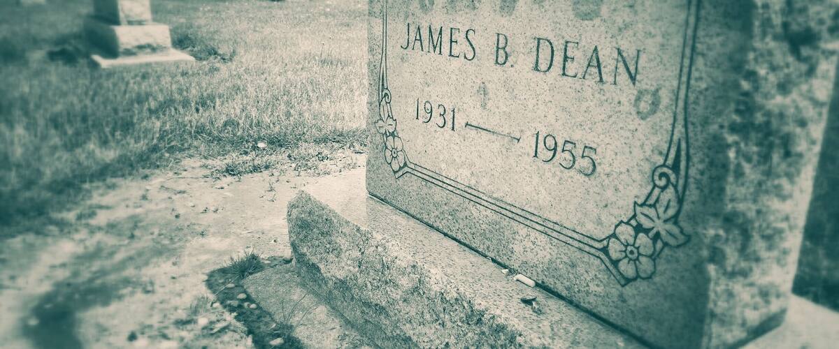James Dean's grave in Fairmont, Indiana.