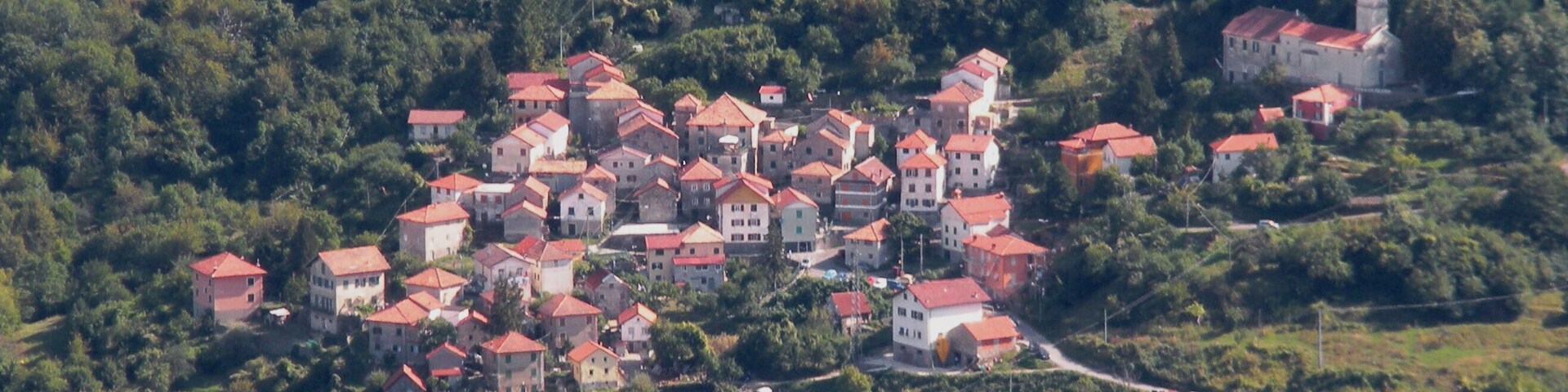 View of the village of Frassinello (Valbrevenna, province of Genoa, Italy)