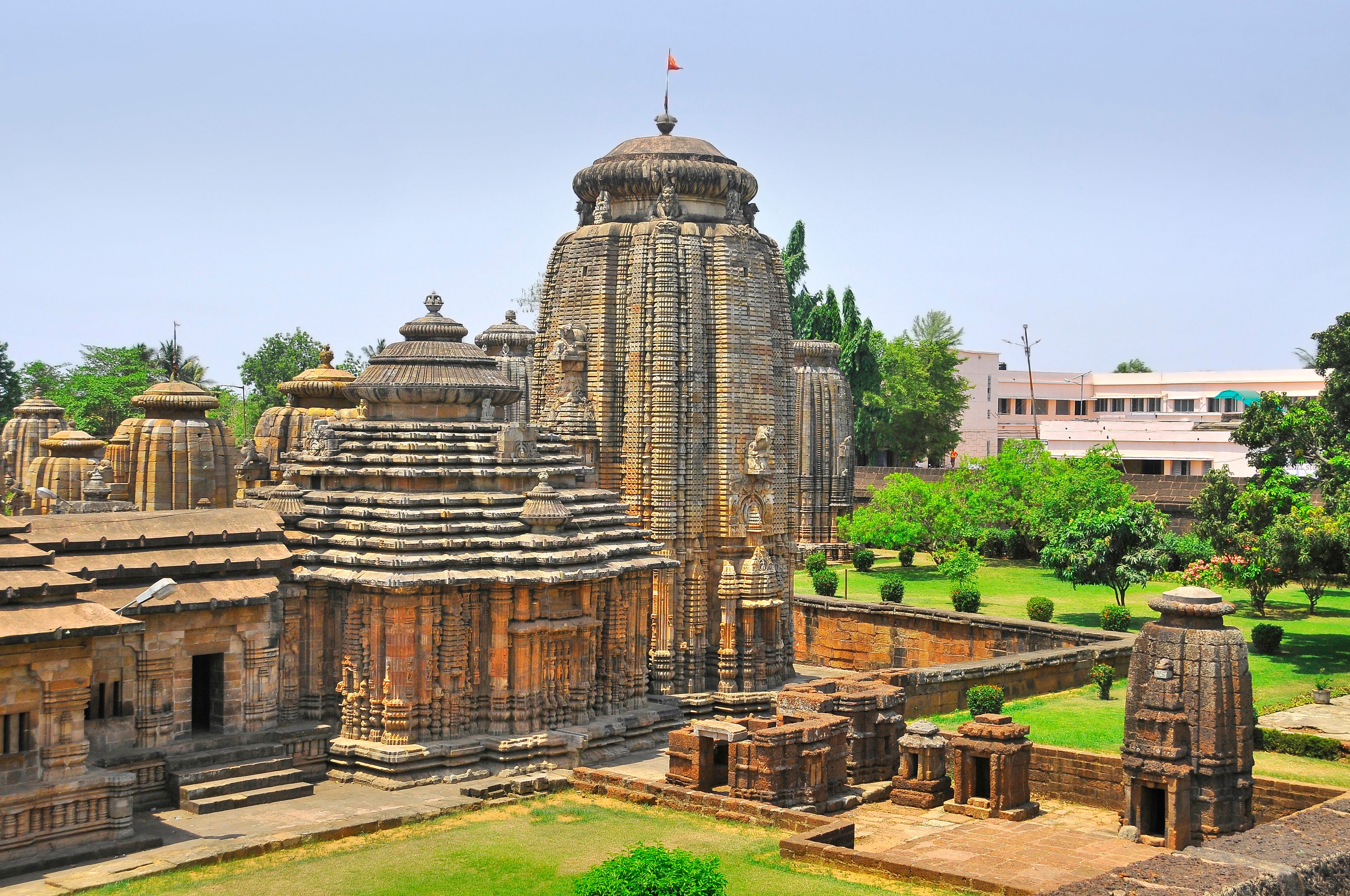 An ancient temple complex with intricate carvings and a prominent central tower.