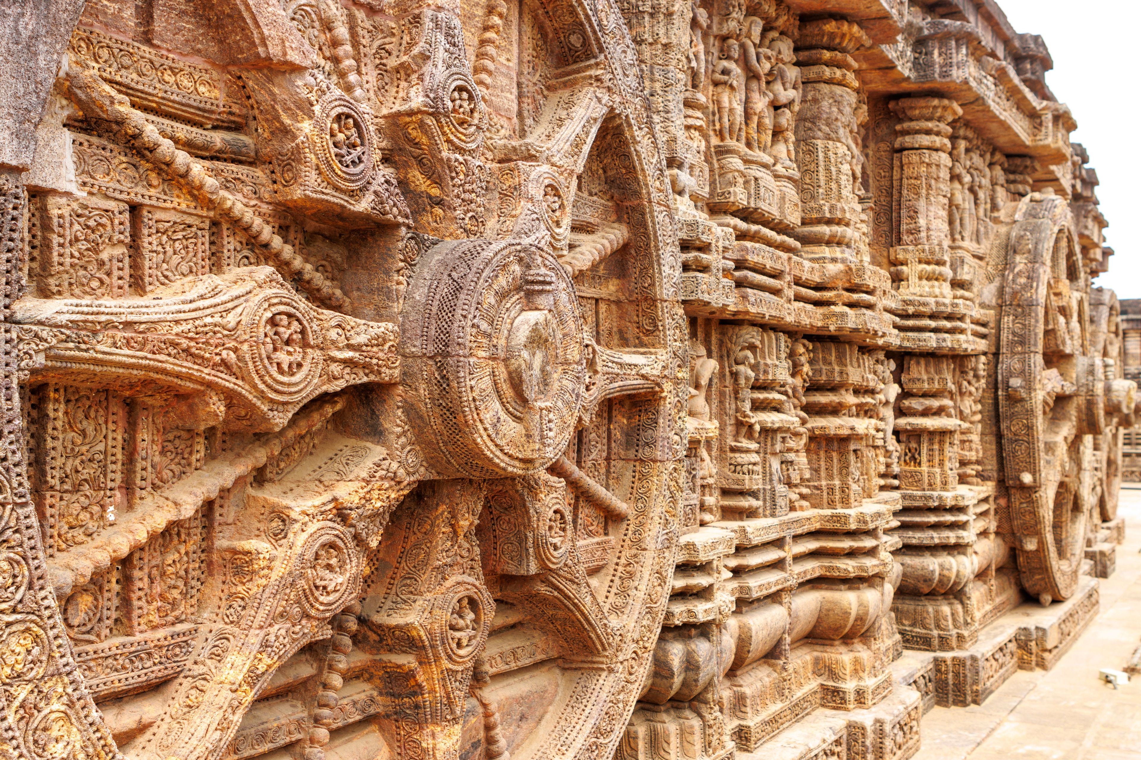 Intricate stone carvings on a historical structure.
