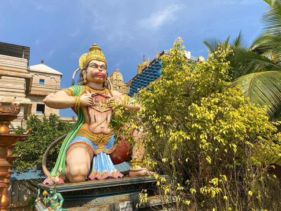 Lord Hanuman Statue in sitting posture, a temple at Dwarapudi in Andhra Pradesh East Godavari District