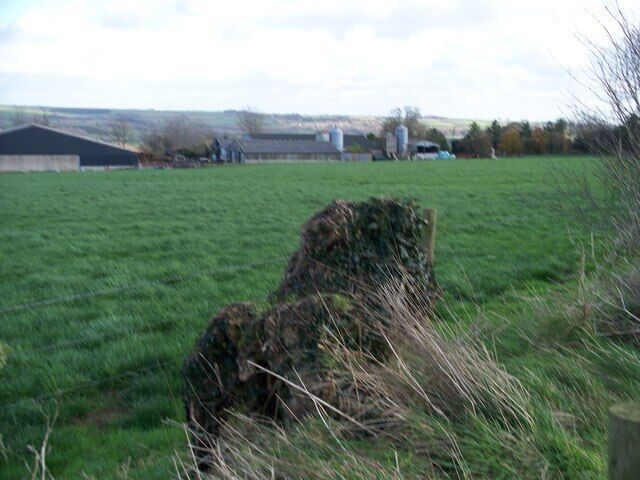 Farm buildings From the Monarch's Way long distance path, these farm buildings are seen across the adjacent field. Great Rissington is the village in the far distance.