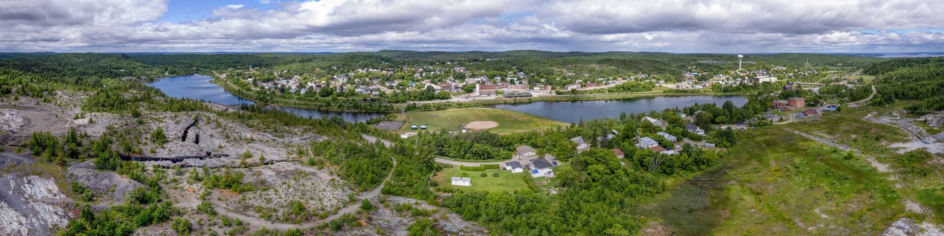 Aerial of Northern Ontario Silver Mining Town