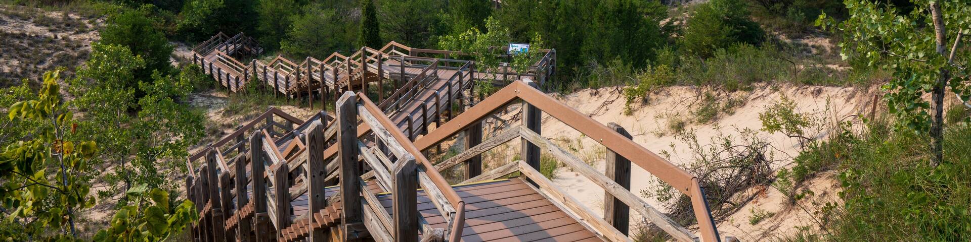 West Beach Dune Succession Trail, Indiana Dunes National Park lake shore in Summer.
