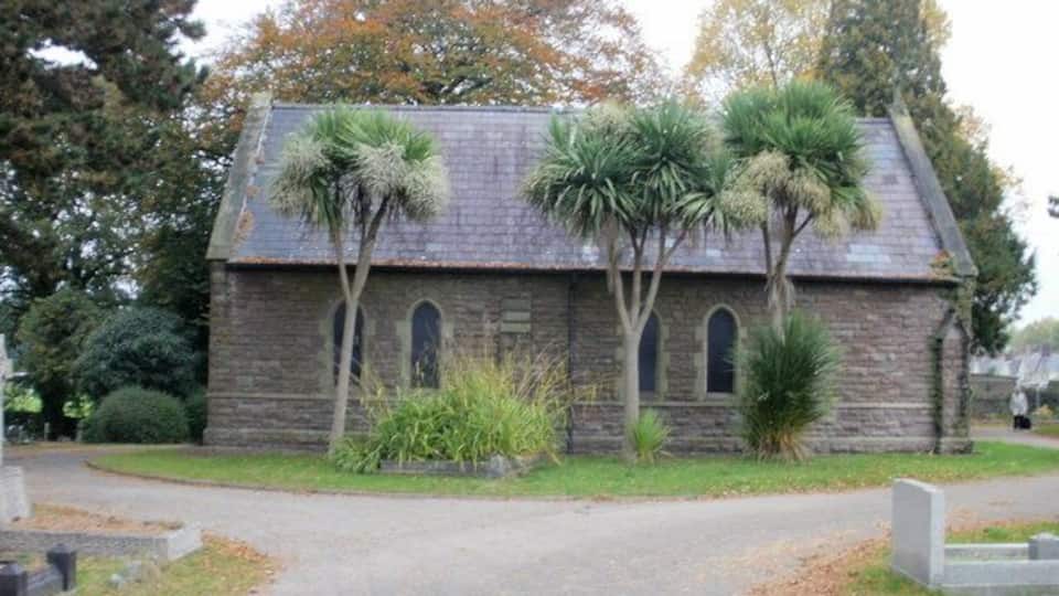 Disused chapel, Cwmbran Cemetery. Located near the north east corner of the cemetery, near Llantarnam Close. 1768996 Now in a deteriorating condition, when in use the chapel was only for pre-burial services.