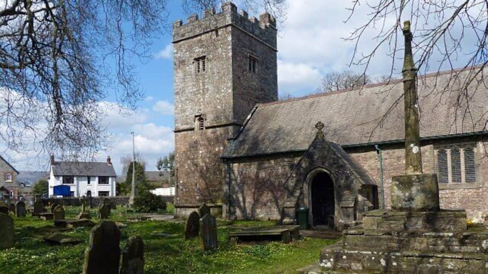 The Rectorial Benefice of Cwmbran Llanfihangel Llantarnam The Church of St Michael's & All Angels. This is the view of this Grade II listed building from the south. Parts of the churchyard preaching cross date from the 15th century.