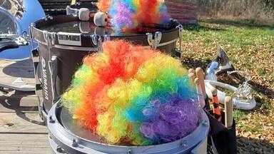 State Marching Competition.
Drums and Props caught my eye before taking the field.