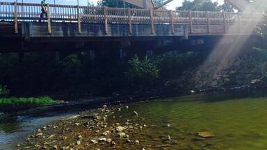 For my volunteer work in Iowa, my team and I had the privilege of re-staining and preserving the what once was the country's largest free-standing bridge. Located in rural eastern Iowa in a small Amish populous town, Hazleton. Great great camping ground that has completely solar operated cabins. Great service learning and peaceful play!