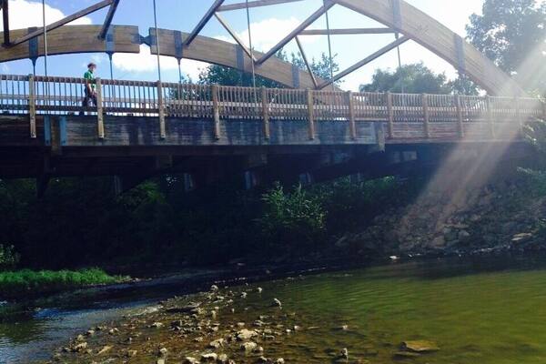 For my volunteer work in Iowa, my team and I had the privilege of re-staining and preserving the what once was the country's largest free-standing bridge. Located in rural eastern Iowa in a small Amish populous town, Hazleton. Great great camping ground that has completely solar operated cabins. Great service learning and peaceful play!