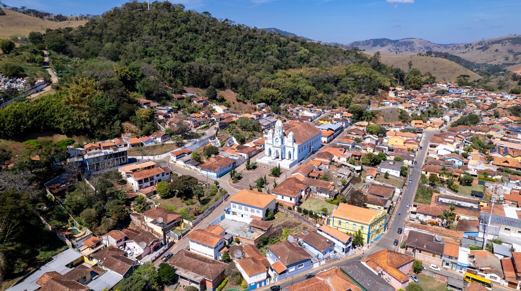 Igreja Matriz in Sao Bento do Sapucai, in the countryside of Sao Paulo. In Serra da Mantiqueira. Aerial view.