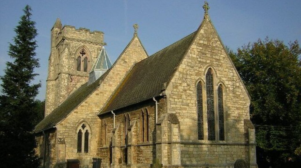 St.Lawrence's church, Skellingthorpe, Lincs. An uninspiring Victorian church of 1855. A fire destroyed part of the nave in 1916 and the curious glass lantern was installed during the rebuilding.