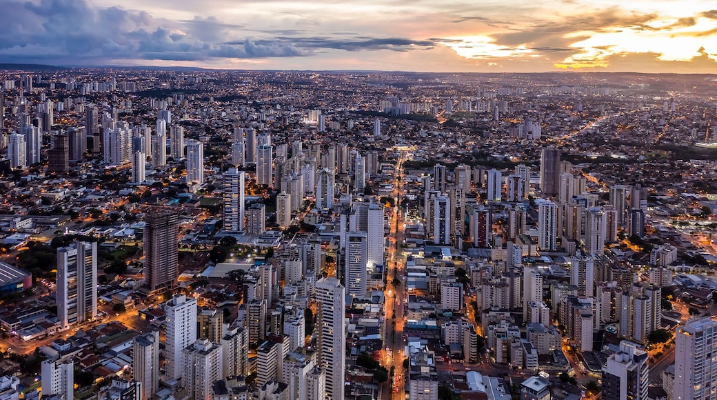 sunset with buildings in the western sector of Goiania, Goiás, Brazil,
