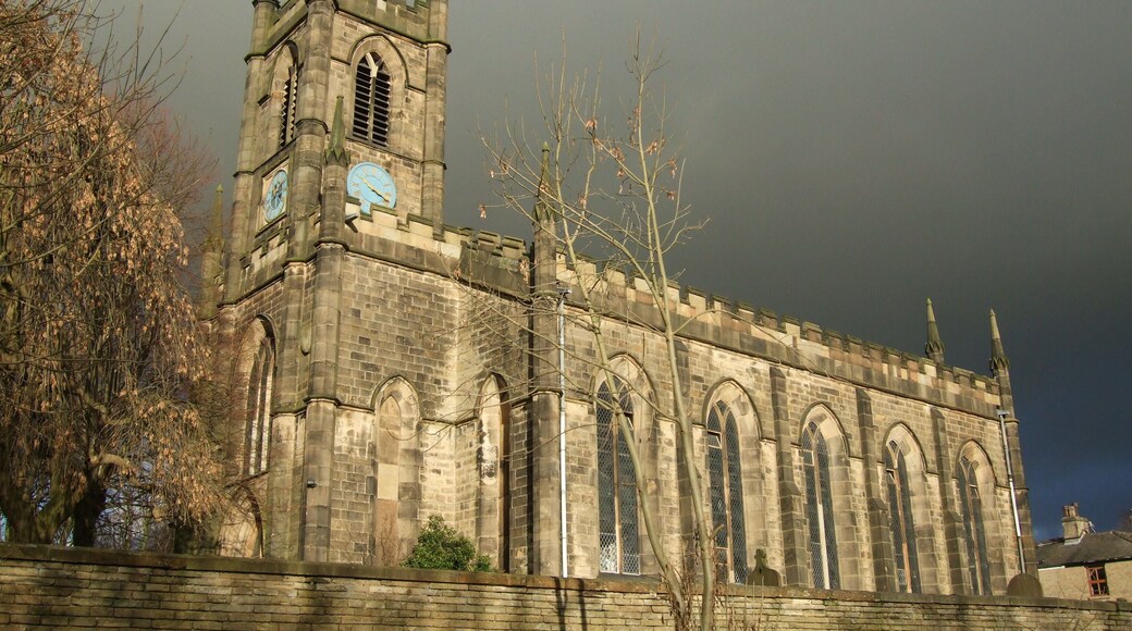 Parish church of St John the Baptist, Bollington, Cheshire, seen from the southwest