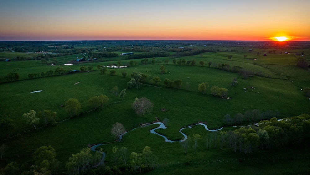 sunset over a field