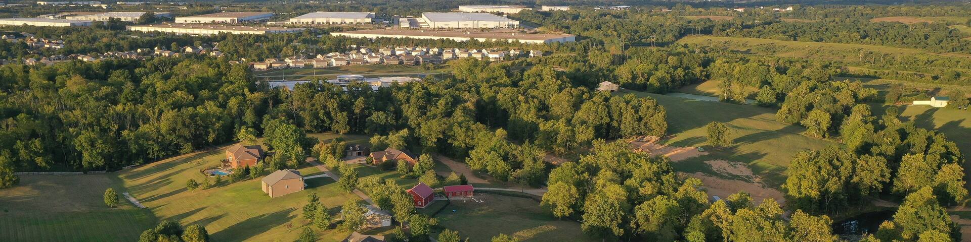 Rural Neighborhood Warehouse Buildings Nearby