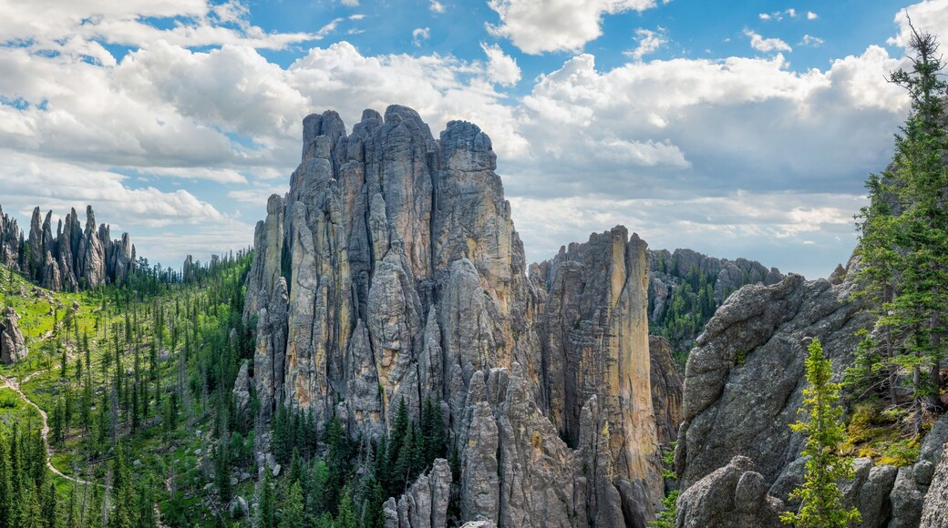 Cathedral Spires panorama in the Black Hills of Custer State Park South Dakota - hike from the Needles Scenic Highway