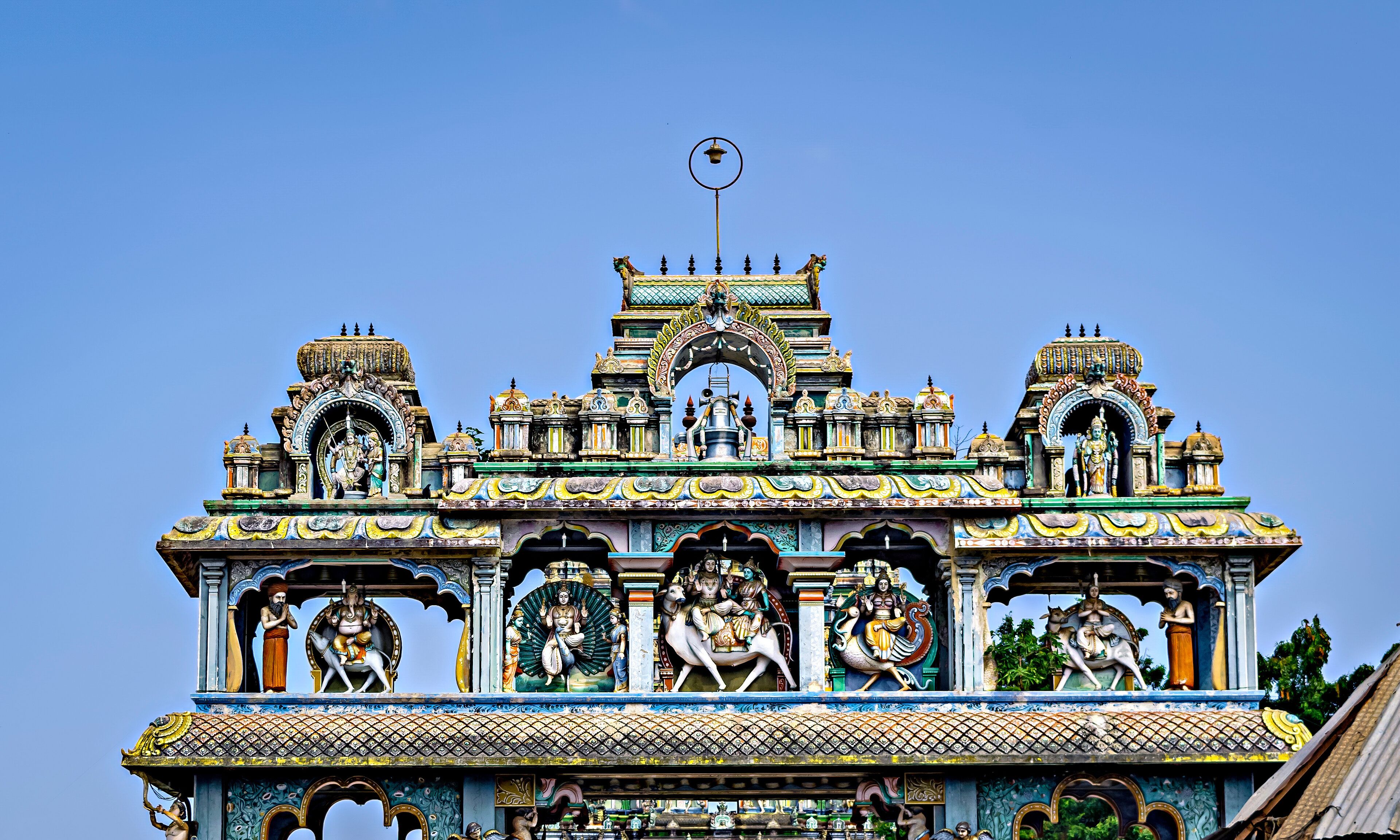 A temple with intricate carvings and statues.