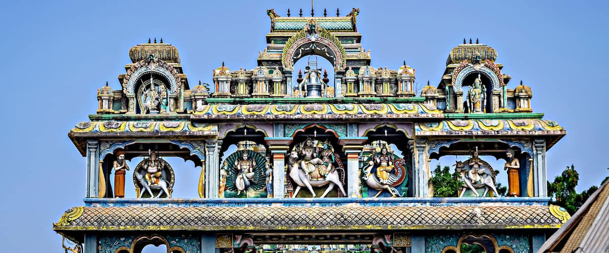 A temple with intricate carvings and statues.