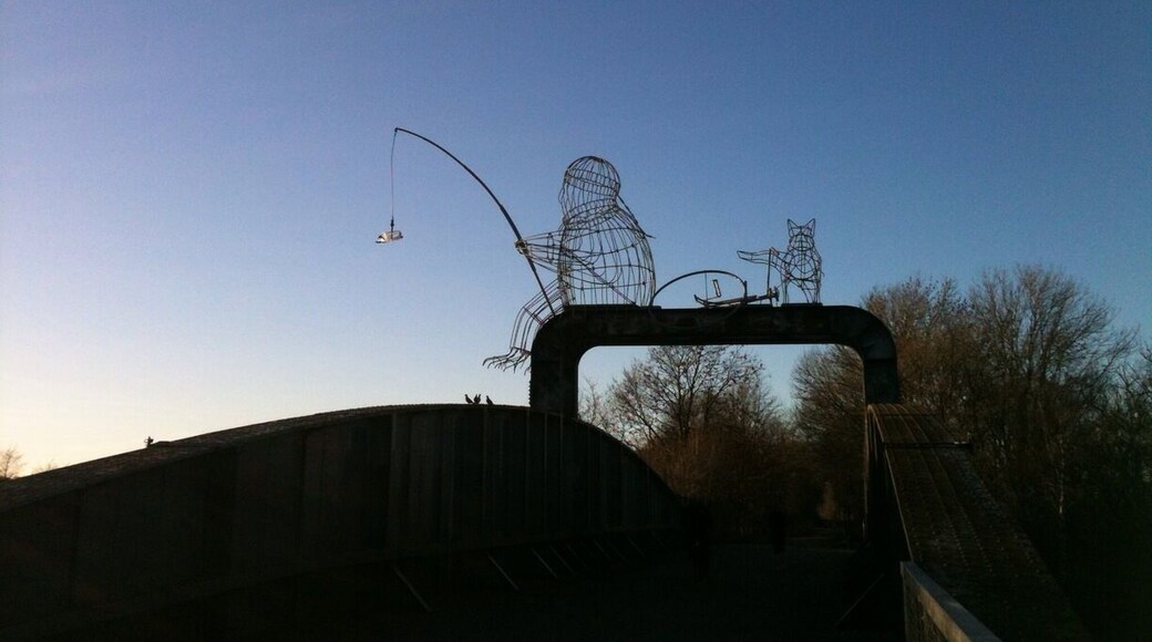 The planets cycle path - this is a great bike route starting in York and finishing half way to Selby. It follows a scale model of the solar system. The route is really beautiful once you get out past Bishopthorpe. You can stop at the pub in Naburn along the way as well.
This sculpture is fishing a train out of the river Ouse.