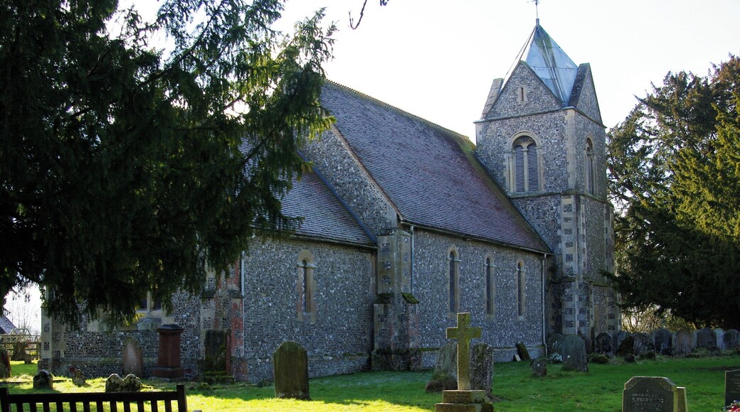 Parish church of St Nicholas, Newnham, Hampshire, seen from east-northeast