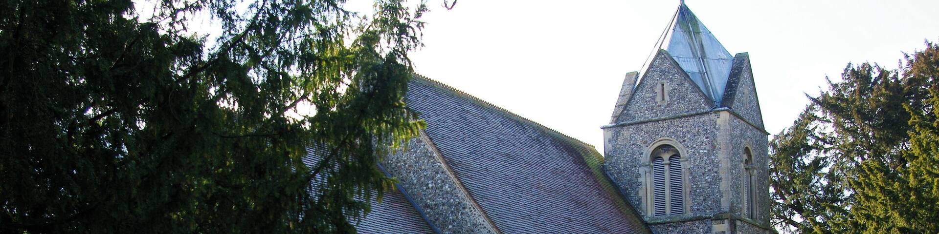 Parish church of St Nicholas, Newnham, Hampshire, seen from east-northeast