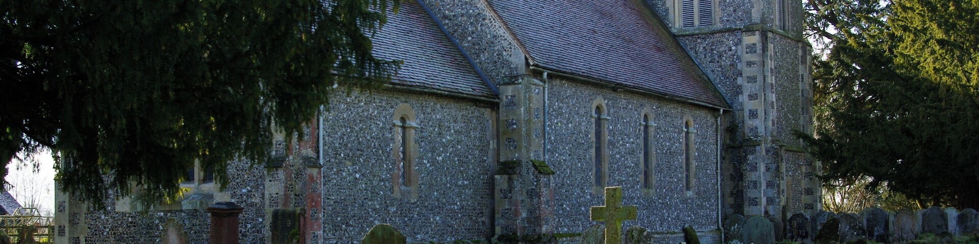 Parish church of St Nicholas, Newnham, Hampshire, seen from east-northeast
