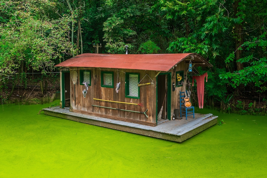 The houseboat at the zoo feels like a floating dream amidst the wild wonders around it, Audubon Zoo, New Orleans, Louisiana, United States of America