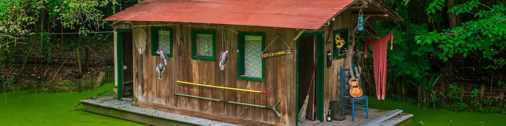 The houseboat at the zoo feels like a floating dream amidst the wild wonders around it, Audubon Zoo, New Orleans, Louisiana, United States of America