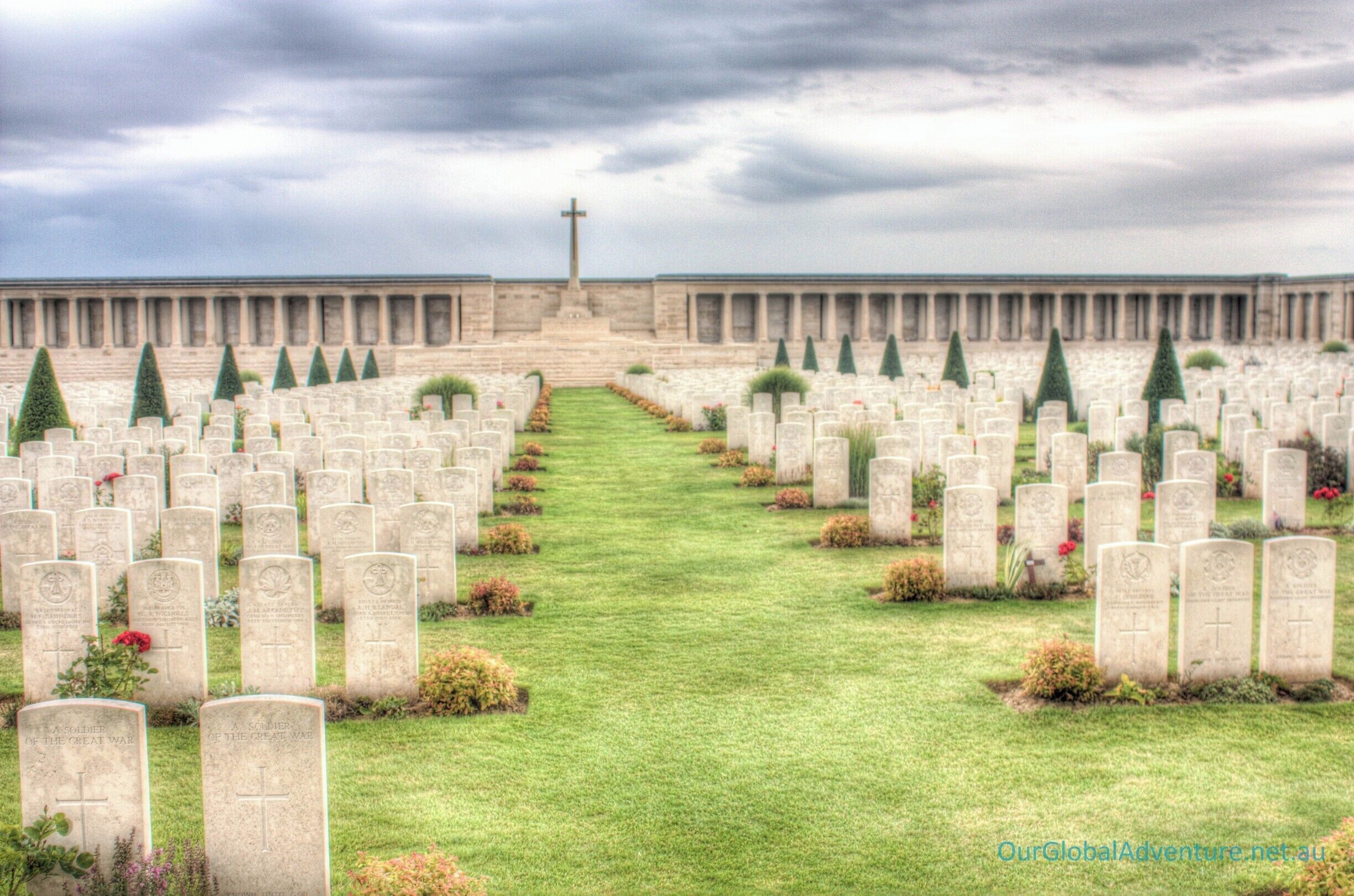 The British WWI War Cemetery at Pozieres in France. The resting place of countless Commonwealth Soldiers...

