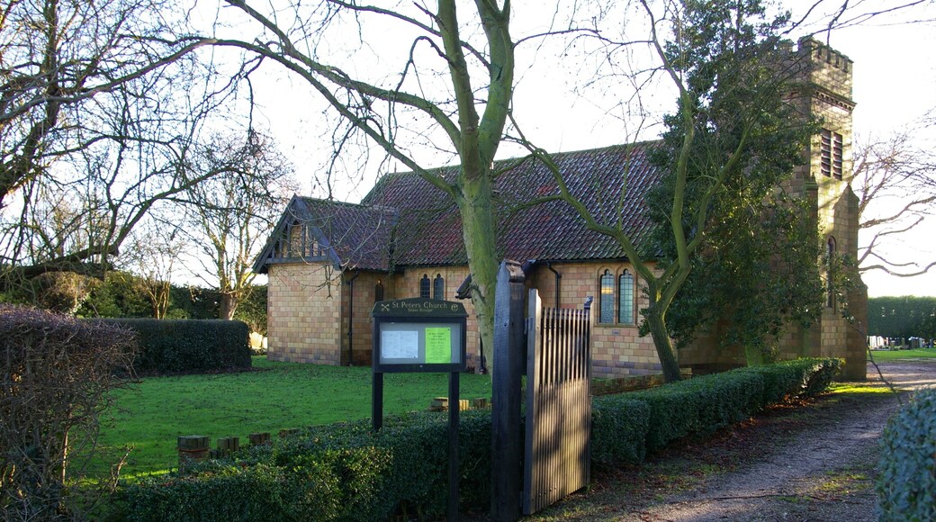 St Peter's Church, Stow Bridge The farm next door is called Church Farm.