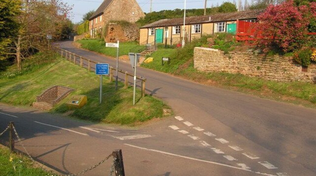 Village Hall, Shutford View up Banbury Hill showing the village hall. The road to the left is Ivy Lane, and on the right is the garden of the George and Dragon pub.