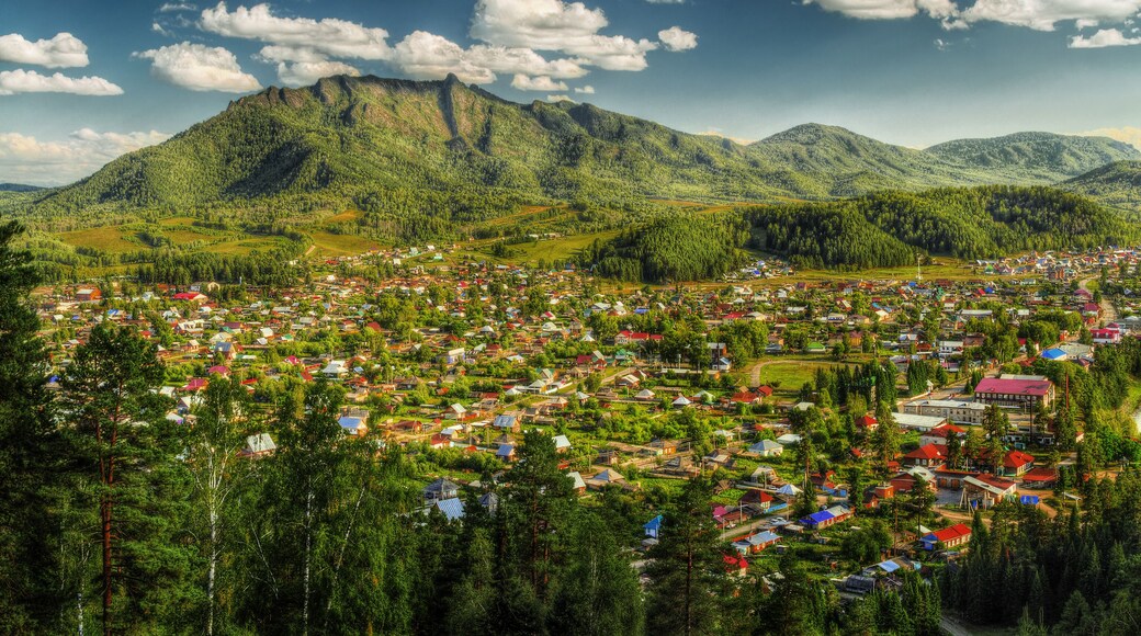 The panorama of the Turochak village (Russia, Altay Republic)