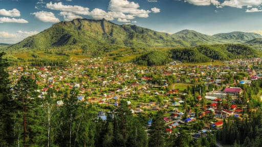 The panorama of the Turochak village (Russia, Altay Republic)