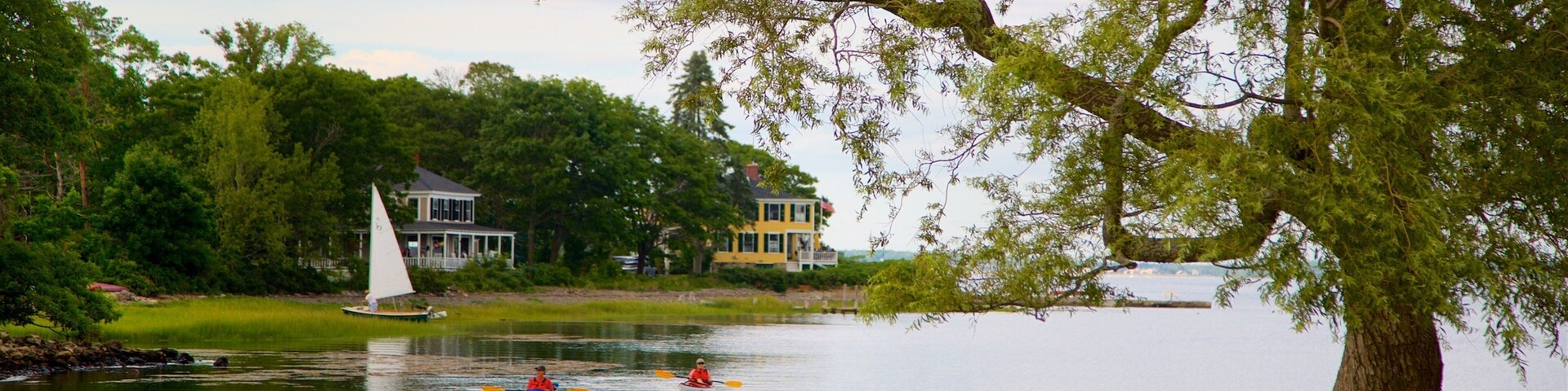 Cape Porpoise showing a river or creek and kayaking or canoeing as well as a couple