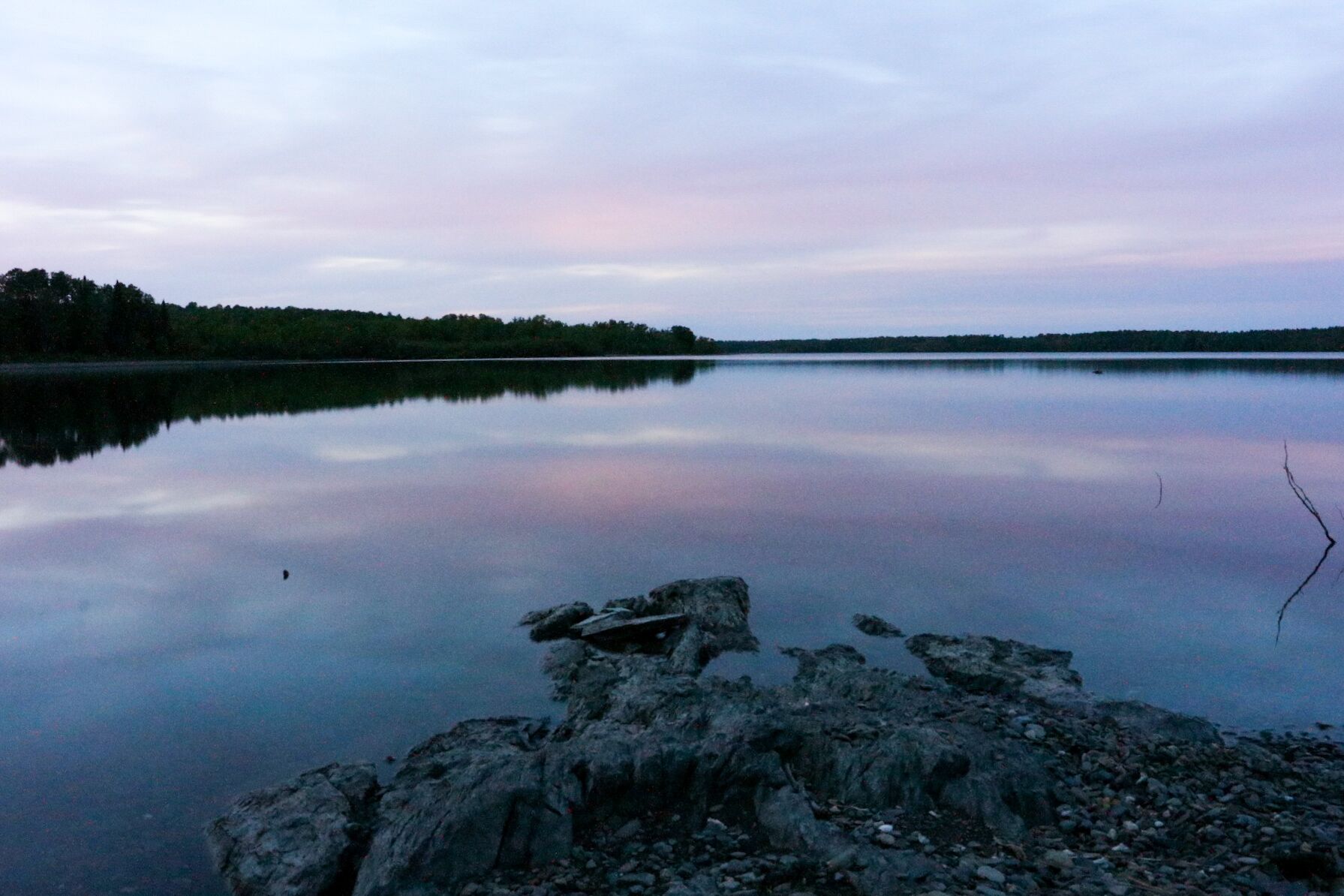 An out of the way, wide open view of St. Froid Lake and the sky. 