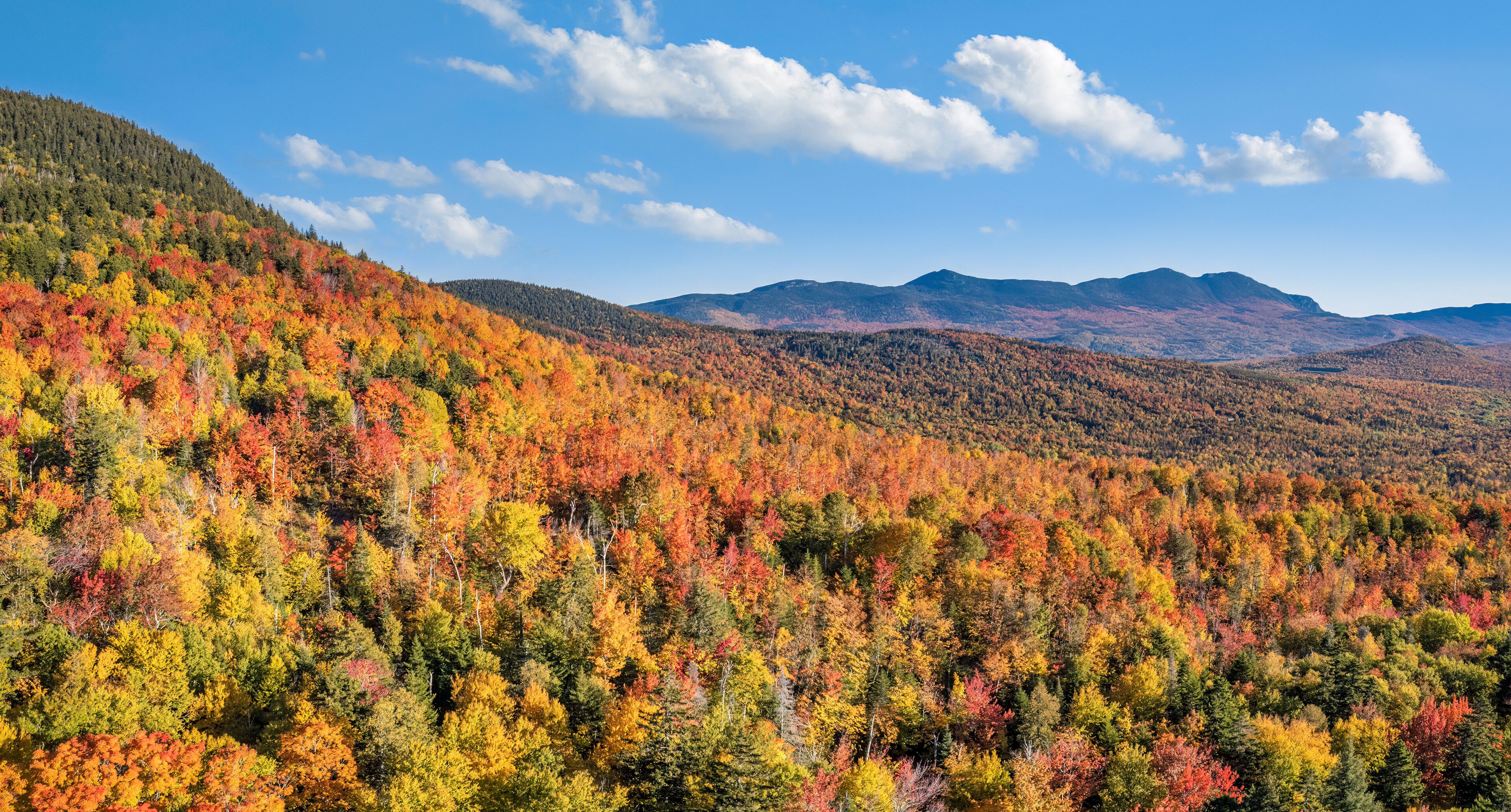 Beautiful fall foliage near Eustis, Maine - Carrabassett Valley - Bigelow Mountain Range