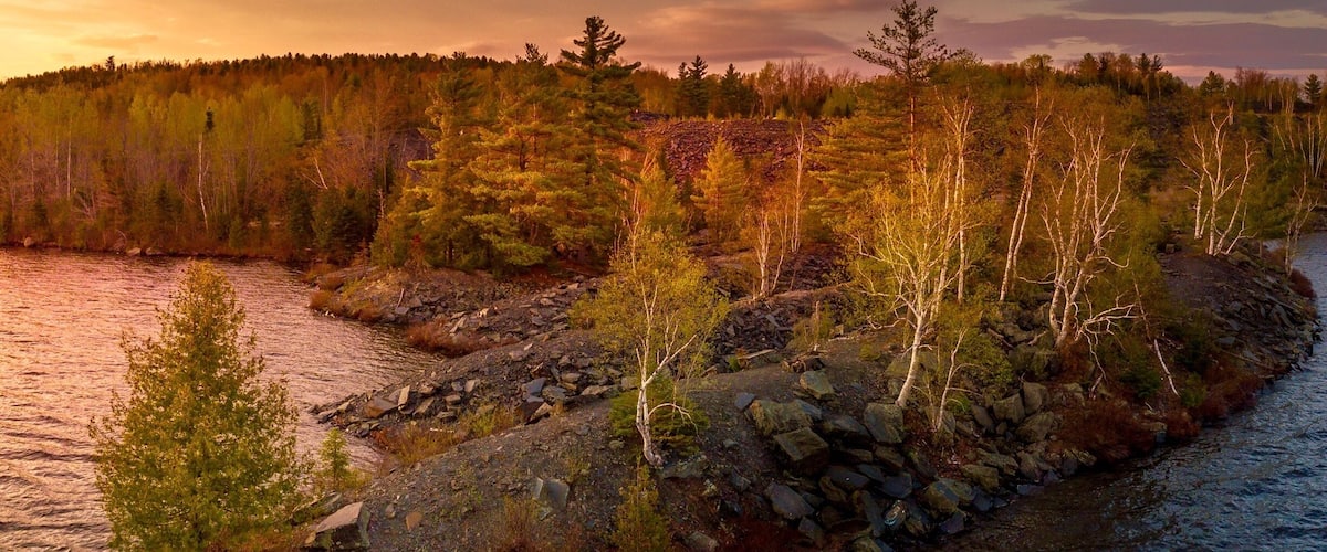 Sunset over Lake Hebron looking at the old slate quarry
