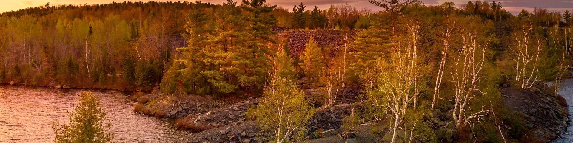 Sunset over Lake Hebron looking at the old slate quarry