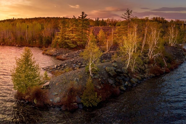 Sunset over Lake Hebron looking at the old slate quarry