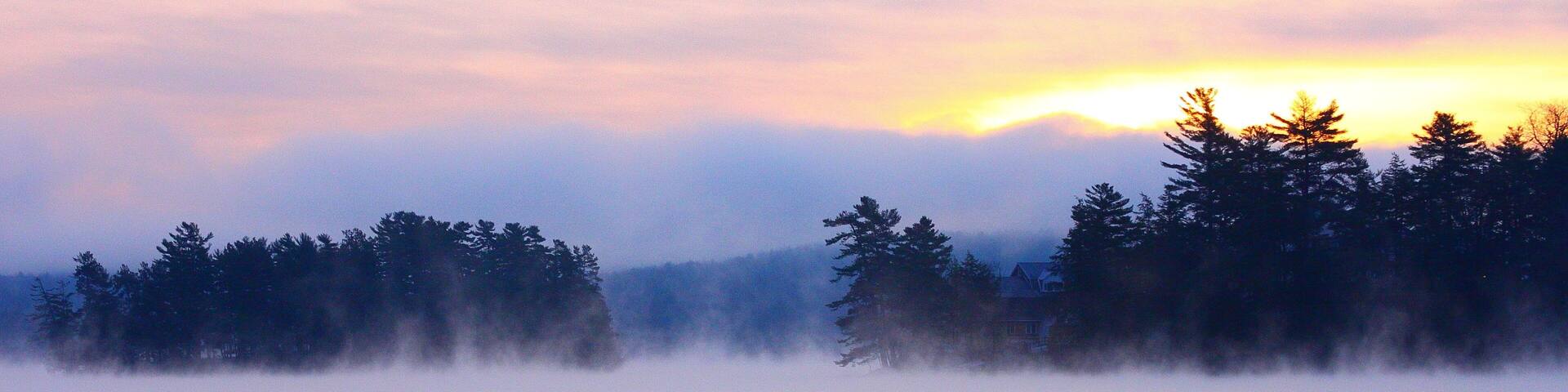 Brewer Lake, Orrington, Maine Sunrise with fog