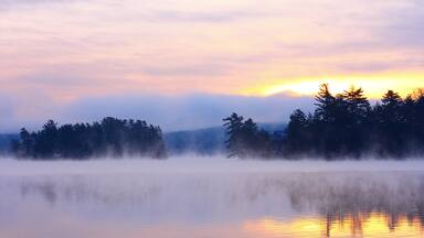 Brewer Lake, Orrington, Maine Sunrise with fog