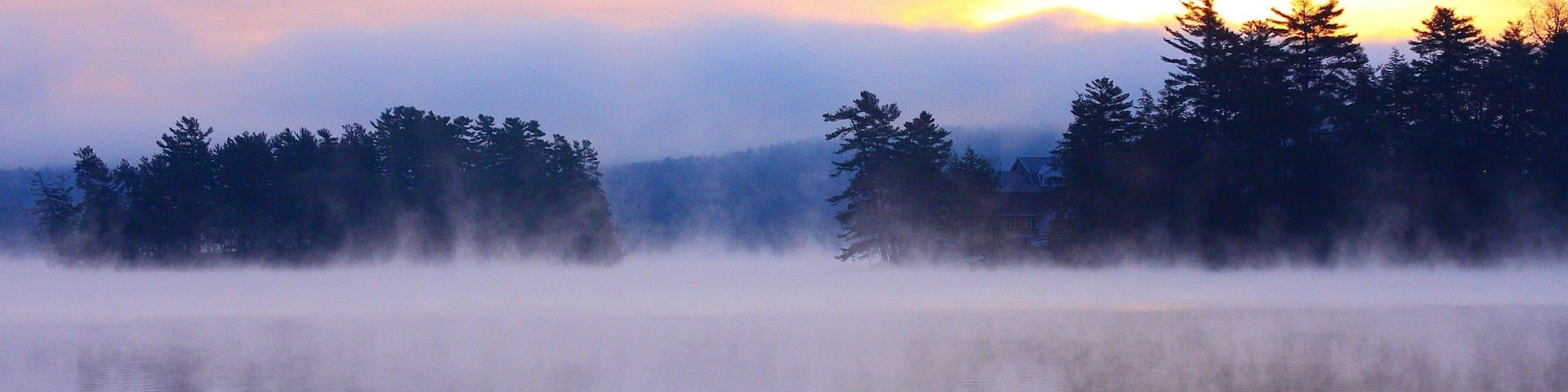 Brewer Lake, Orrington, Maine Sunrise with fog