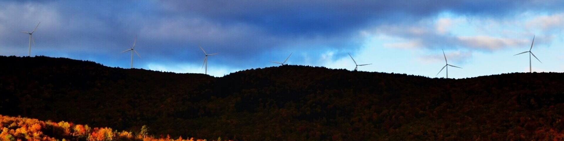 Record Hill Wind Project and foliage.