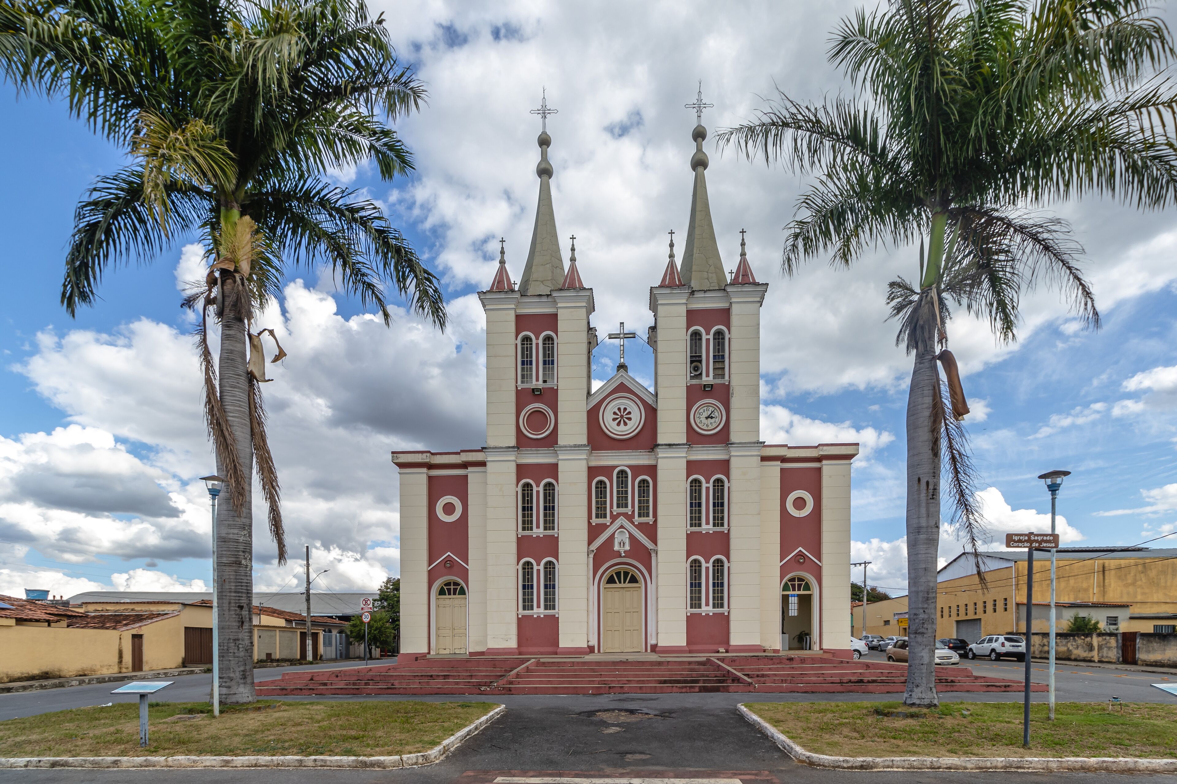 A church with two towers and a clock.